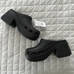 Crocs Clogs Womens 11 Mens 9 Black Siren Platform Heel Ventilated